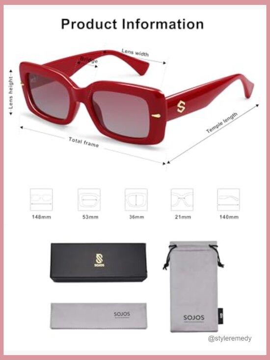 Square Thick Polarized Sunglasses with UV400 Protection main image 5